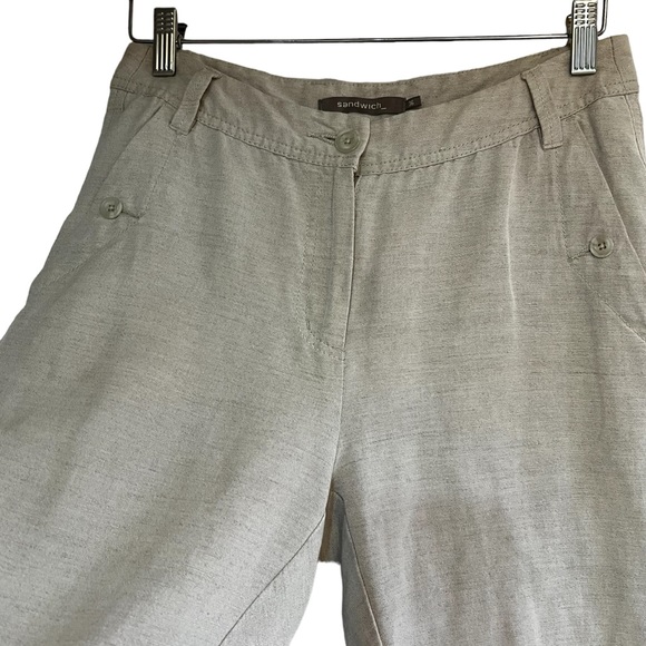 Anthropologie Sandwich cropped linen pants in oatmeal size S excellent condition - Picture 5 of 10